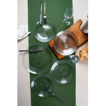 Set platouri servire desert, Hermia, 858CMR1904, Sticla, Farfurie de servire: 25 cm (1 bucată), Transparent