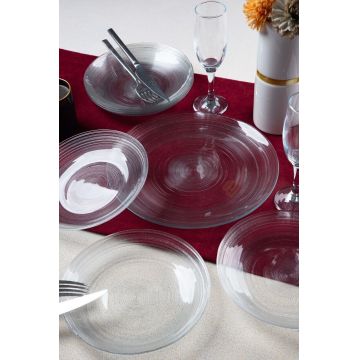 Set platouri servire desert, Hermia, 858CMR1905, Sticla, Farfurie de servire: 25 cm (1 bucată), Transparent