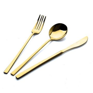 Set tacamuri, Hermia, 357NYP1306, Furculiță de masă: 21 x 2,5 cm (6 bucăți), Auriu