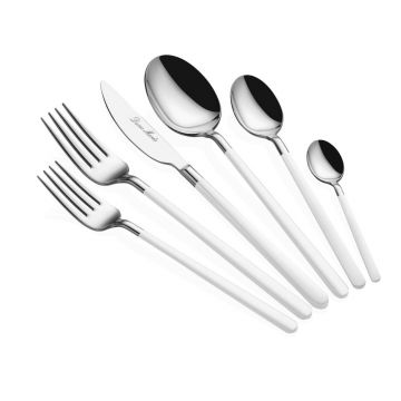 Set tacamuri, Hermia, 645DRM1225, Inox, Lingură de masă: 21,3 cm (6 bucăți), Aur/Alb