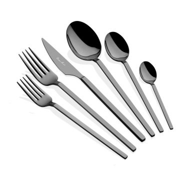 Set tacamuri, Hermia, 645DRM1234, Inox, Lingură de masă: 21,3 cm (6 bucăți), Negru