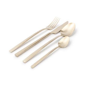 Tacâmuri auriu mat din oțel inoxidabil 16 buc. pentru 4 persoane Terno – S|P Collection