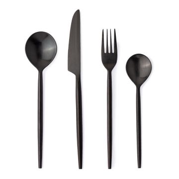 Tacâmuri negre din oțel inoxidabil 16 buc. pentru 4 persoane Bronte – Bizzotto