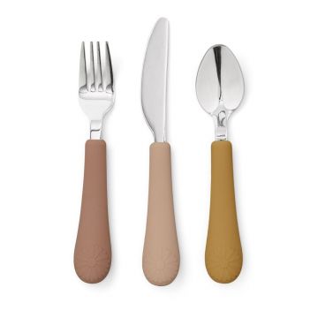 Tacâmuri pentru copii, galben ocru/teracotă din silicon 3 buc. Tuscany Mix – Cam Cam Copenhagen
